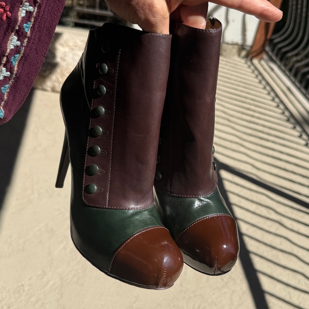 NEW L.A.M.B. Booties stiletto LAMB Gwen Stefani Corset platform 8.5 leather $425 - Picture 6 of 17